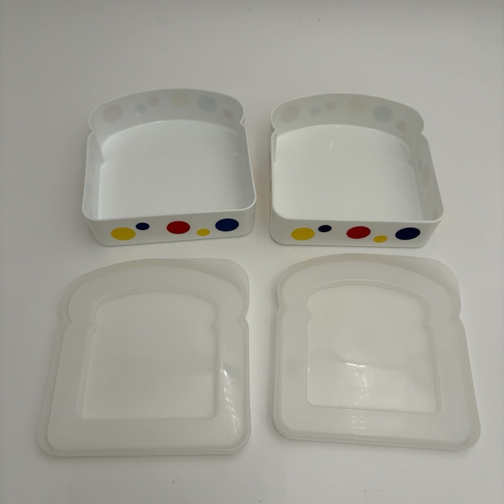 Vintage Wonder Bread Sandwich Containers Set Of 2 Clean - Picture 3 of 7